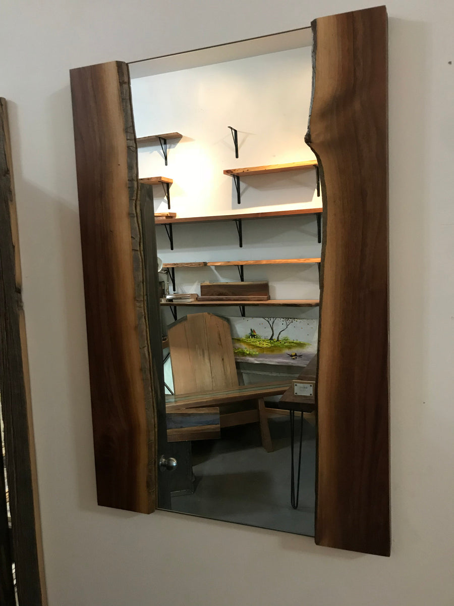 Live Edge Wood and Metal Full Length Mirror