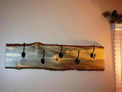 Live Edge Coat Rack, 5 Hooks, 36