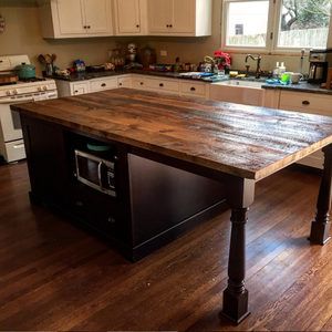 Reclaimed Top and Cabinetry Island
