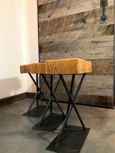 Rustic Steel and Structural Timber Stool