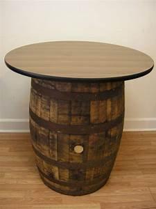 Natural Wine Barrel Entry Table with Round Shape Solid Wood Top Decorative Table