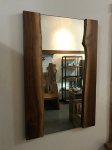 Walnut Live Edge Large Wall Wood Frame Furnished Mirror