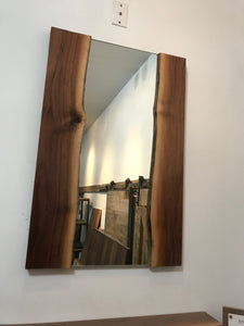 Walnut Live Edge Large Wall Wood Frame Furnished Mirror