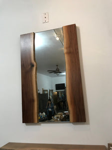 Walnut Live Edge Large Wall Wood Frame Furnished Mirror