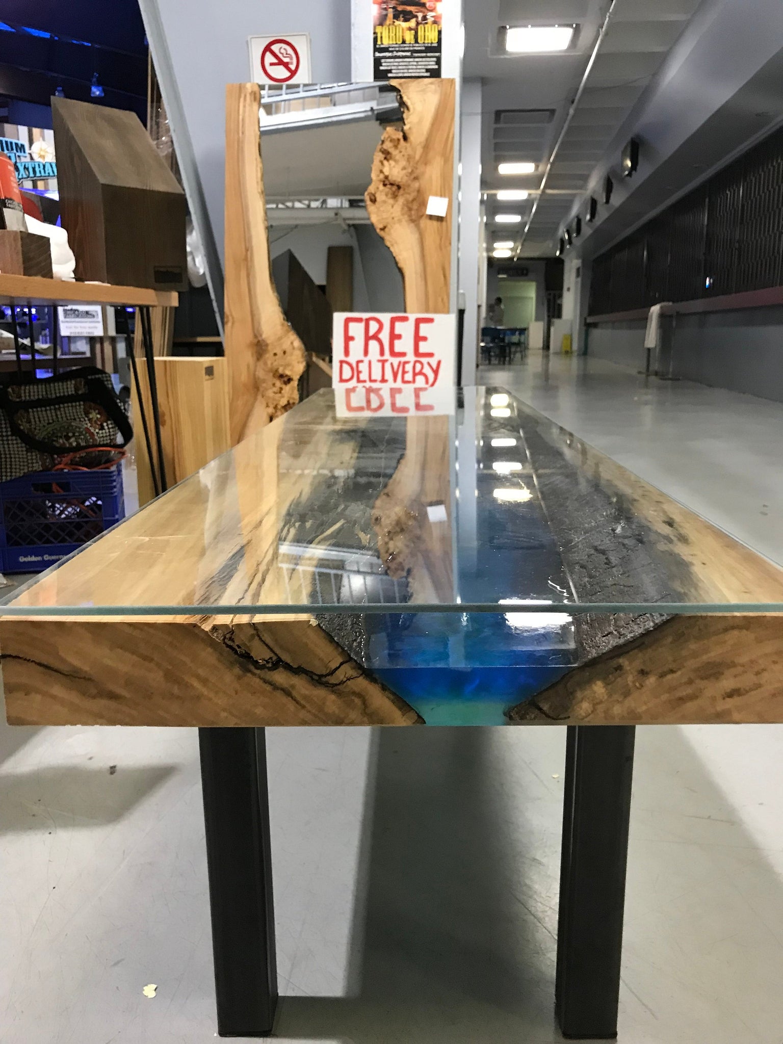 Blue and Black Epoxy Resin Custom Coffee Table with Glass Top – Chicago  Fabrications