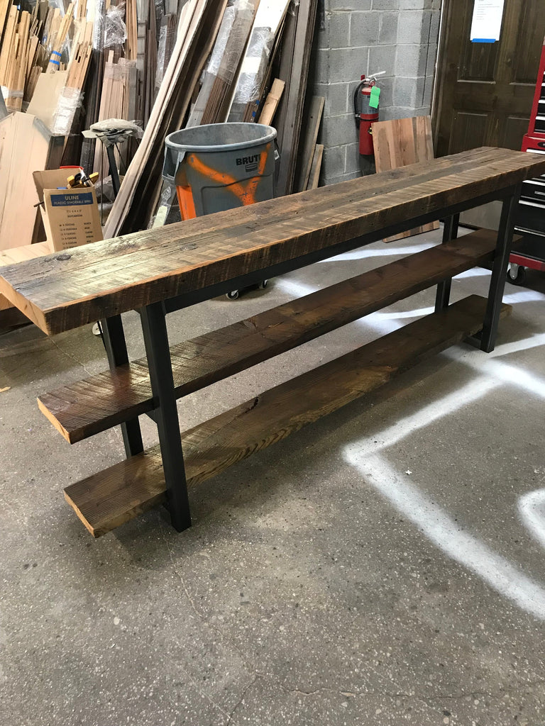 Rustic Antique Pine Wood Wall Entertainment Center Shelving