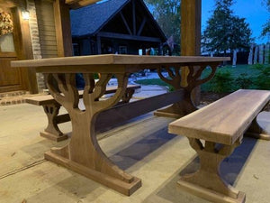 Live Edge Walnut Table with 2 Benches