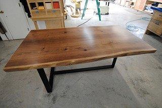 Live Edge Walnut table, Custom Handmade Wooden Table With Metal Base For Dining Room And Restaurant.