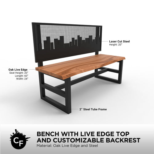 Bench with Live Edge Top and Customizable Backrest