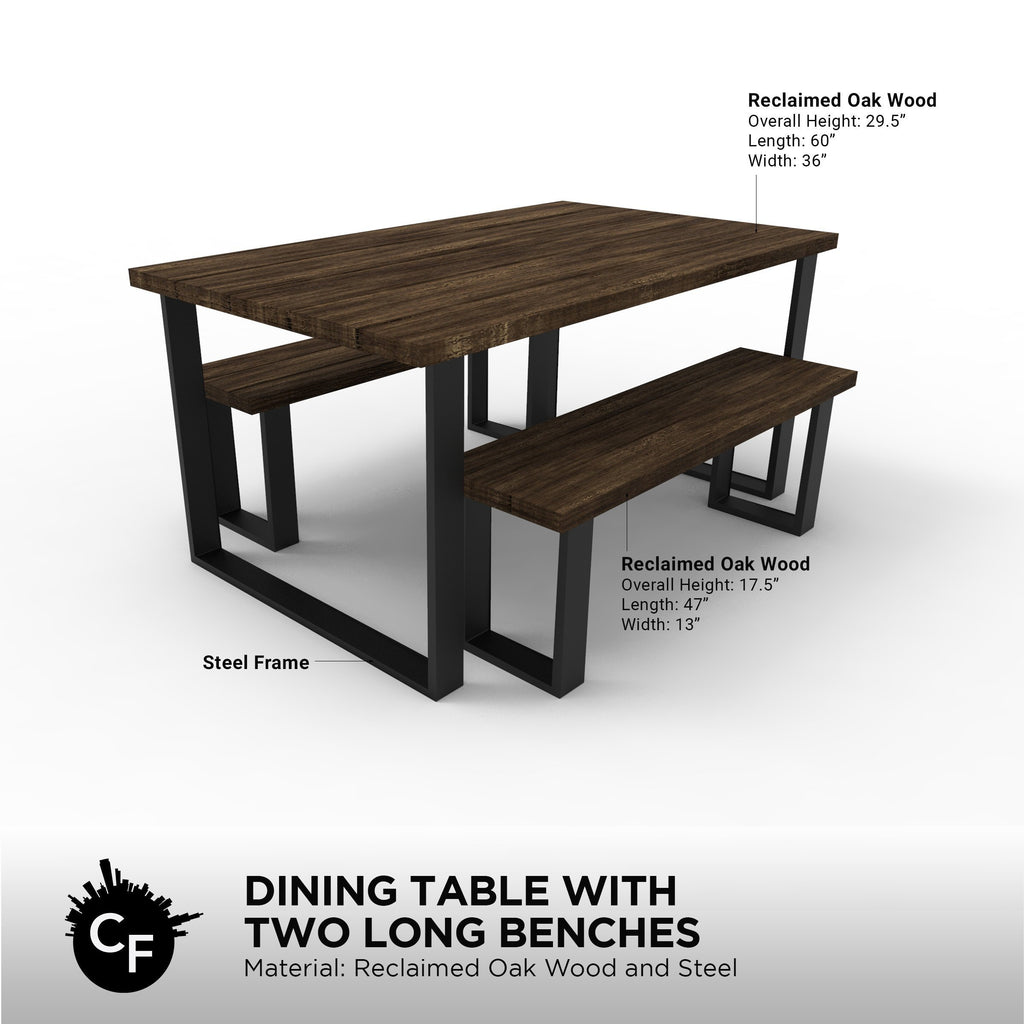 Dining Table with Two Long Benches