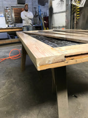 Natural Barn Wood Door with tin roofing