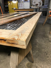 Natural Barn Wood Door with tin roofing