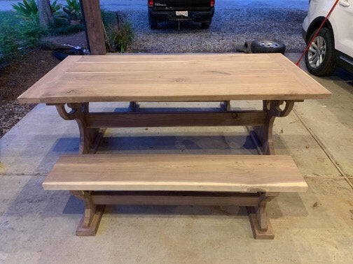 Live Edge Walnut Table with 2 Benches