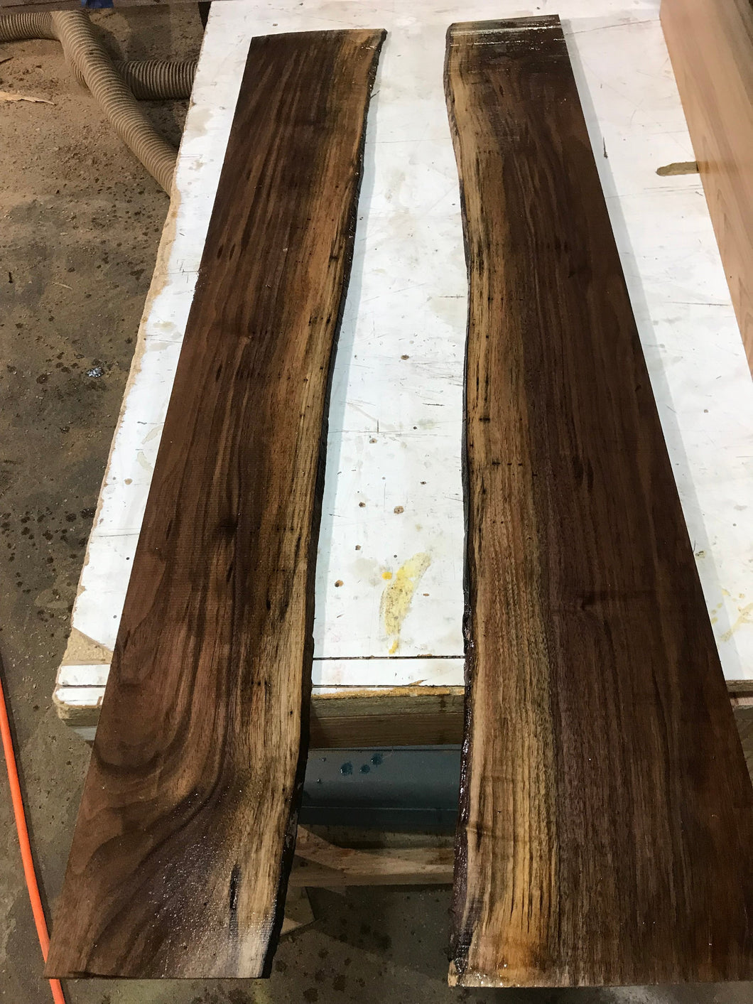 Pair of 1/4" Live Edge Walnut Slabs (Milled for Mirror edges)