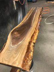 Live edge walnut top and bottom shelf